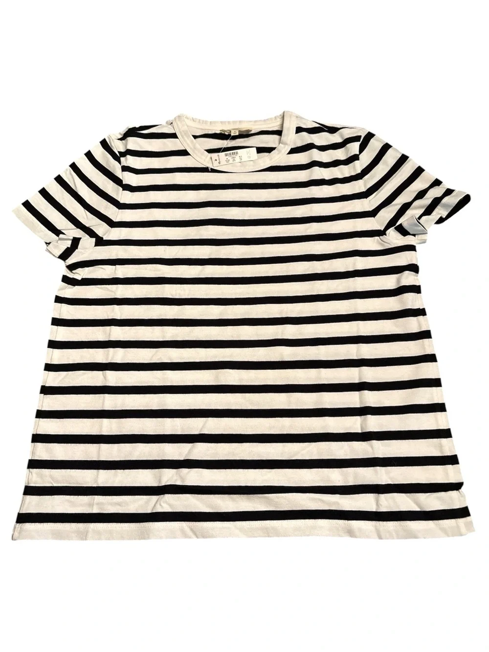 Madewell women’s The Perfect Crewneck Tee Jersey black white stripe Size M NWT